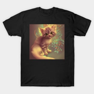 Cute Kitten Beautiful Eyes | White, brown and red cat with green eyes | Digital art Sticker T-Shirt
